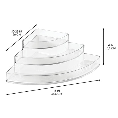 iDesign Recycled Plastic 3-Tier Stadium Spice Rack Organizer for Kitchen, Fridge, Freezer, Pantry and Cabinet Organization, The Linus Collection – 6.25" x 4" x 1.25", Clear