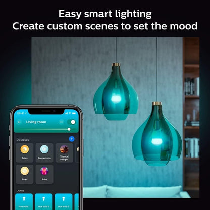 Philips Hue Smart 75W A19 LED Bulb - Soft Warm White Light - 2 Pack - 1100LM - E26 - Indoor - Control with Hue App - Works with Alexa, Google Assistant and Apple Homekit