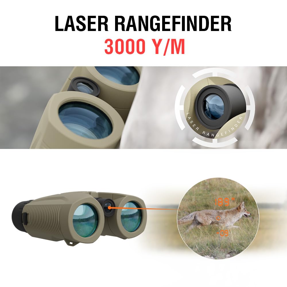 ATN 10x42 Laser Ballistics Binocular w/Laser Rangefinder, Bluetooth, Ballistic Calculator and Mobile App (3000m)