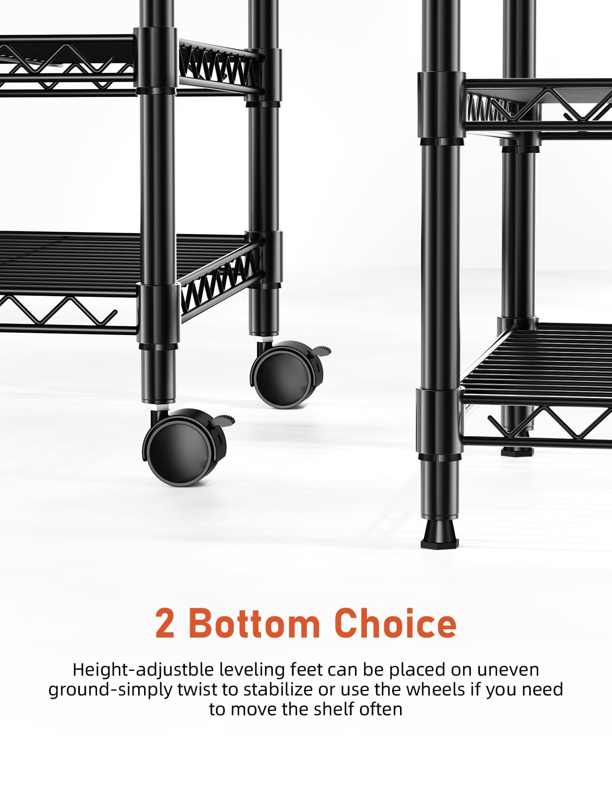 YSSOA 3-Tier Heavy Duty Storage Shelves 750Lb Capacity, 24.02" D x 13.78" W x 31.98" H Shelving Unit for Pantry, Garage, Laundry and Kitchen, Black, 2 Pack