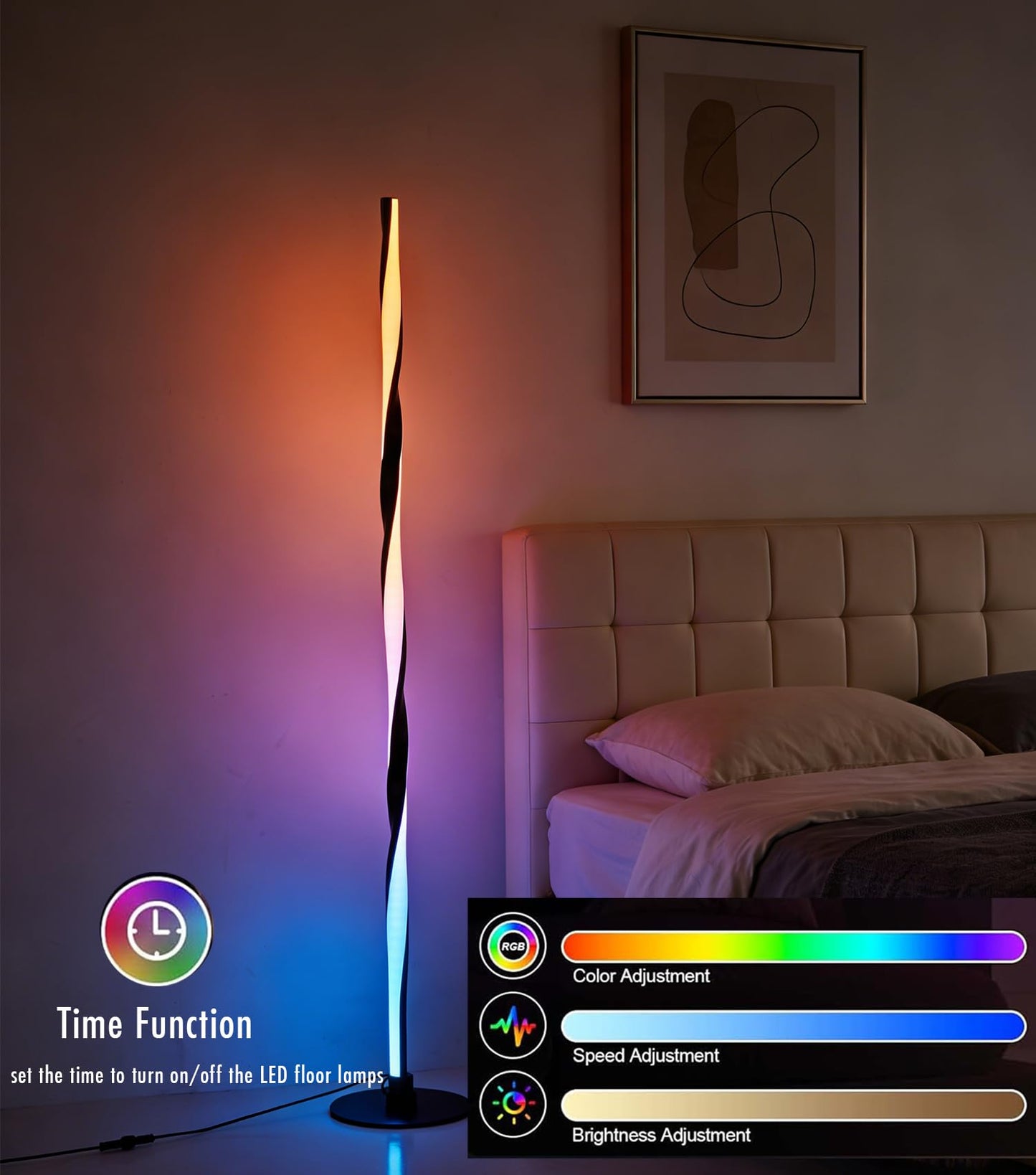 YUBOLE Smart RGBWIC Floor Lamp LED Corner Lamp Compatible with Alexa