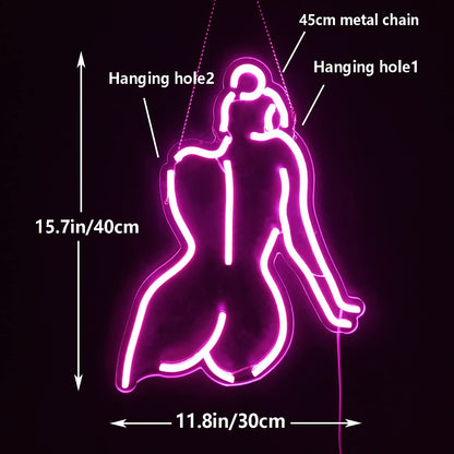 Ajoyferris Lady Back Neon Sign Dimmable LED Lady Sign Woman Neon Sign Sexy Lady Neon Signs for Bedroom Man Cave Bar Store Home Party Art Decor Gifts(16X11 inches,Blue)