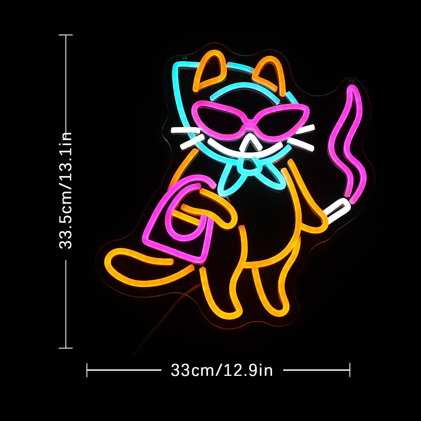 Cat Neon Sign for Wall Decor, Cool Cat Neon Light Wall Art with Dimmable Switch,USB Powered Cool Lady LED Light Up Sign Neon for bedroom,Bar, Living Room,Pet Shop Decor