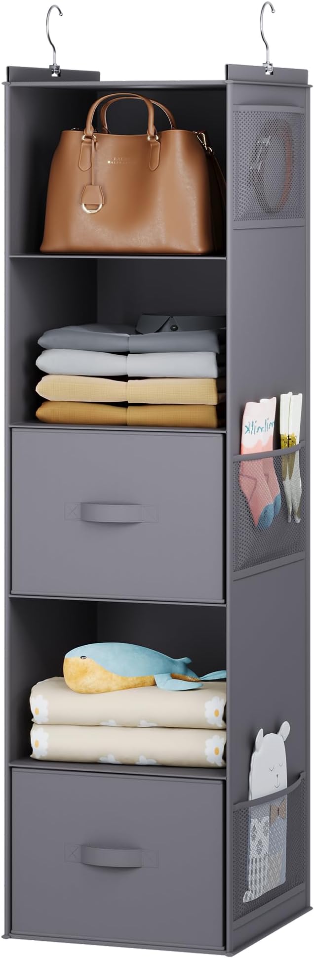 YOUDENOVA Hanging Closet Organizer, 5 Tier Hanging Closet Shelves