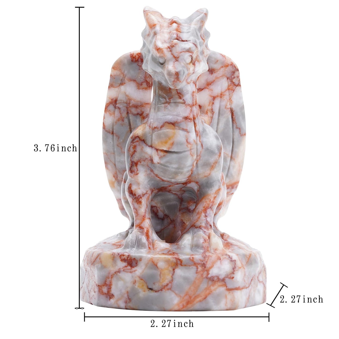 Bmuafry Natural Dragon Crystal Sculptures and Statues Hand Carved Reiki Healing Stone Statue Healing Home Office Art Room Decoration Collectible Ornaments (Red Grid, Flying Dragon)