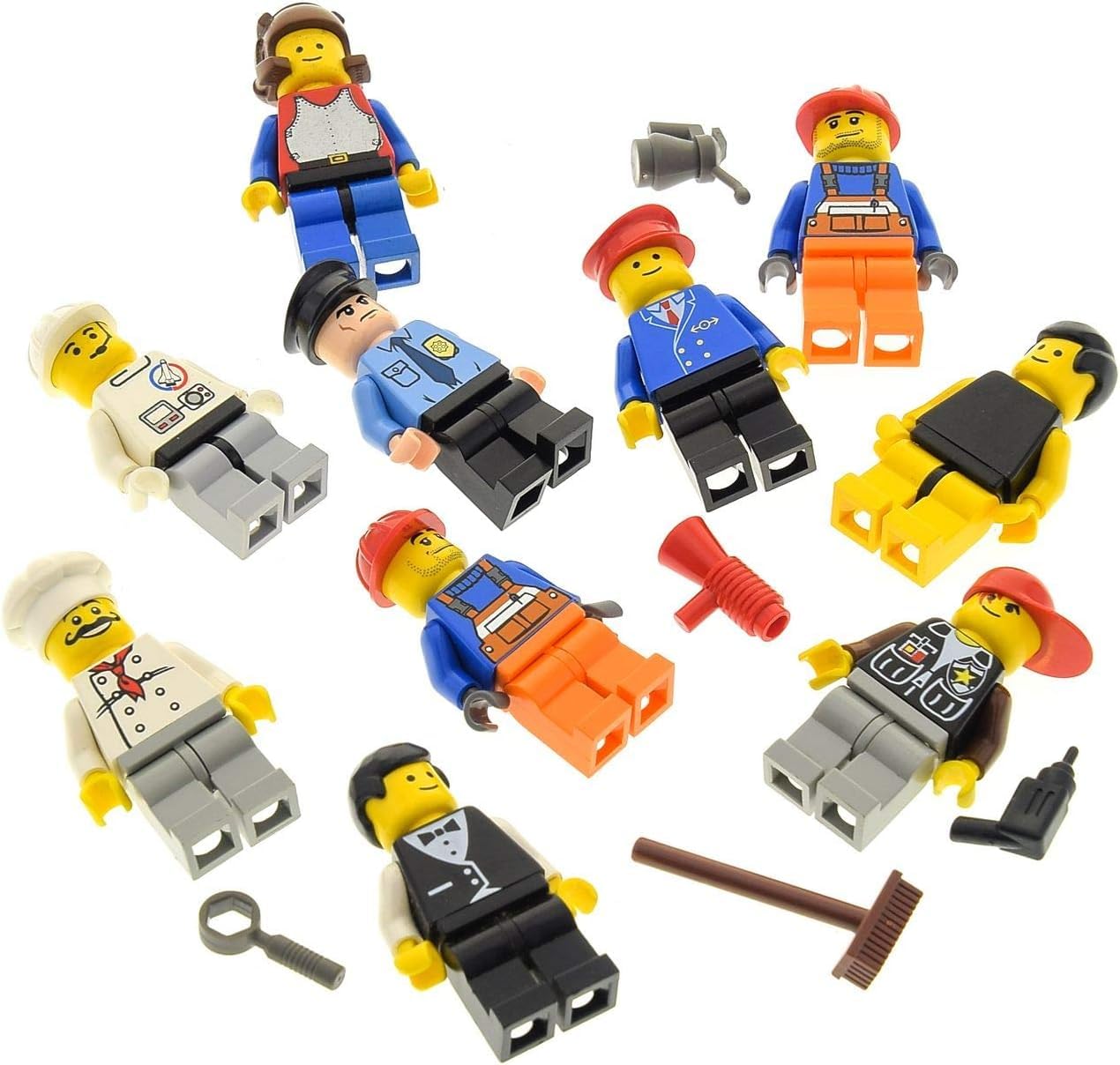 LEGO Bausteine Gebraucht 10 x City City Mini Figurines System with Accessories Men and Women Random Assorted