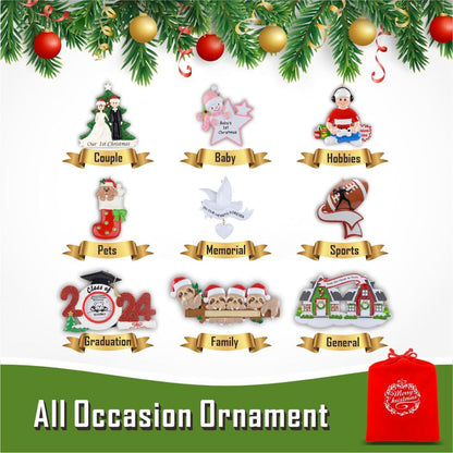 Personalized Large Family Christmas Ornament 2026 - Gingerbread House Family of 12 Christmas Ornament, Sweet Candy Cane Tree Decoration Gift for Grandchildren, Grandparents, and Holiday Celebration