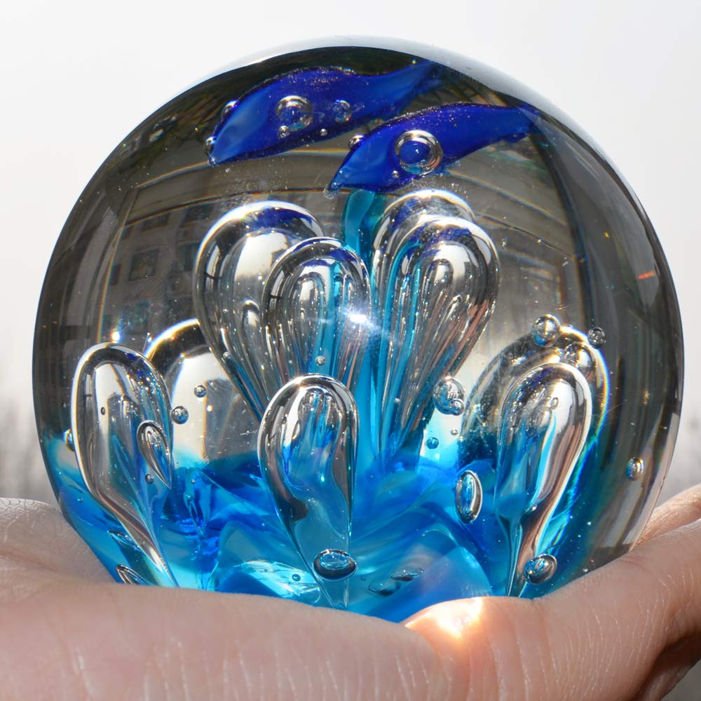 Hand Blown Glass Coral Figurines Ball, Paperweight, Sea Plant Ornament for Fish Tank Aquarium, Birthday Gift, Glass Paperweight
