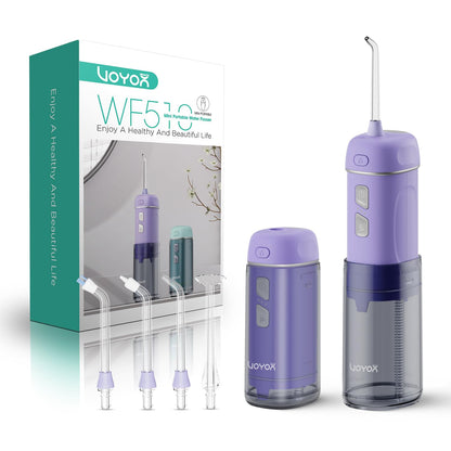 VOYOR-HEALTH Portable Water Flosser Cordless, Mini Travel Oral Irrigator with Telescopic Water Tank, IPX7 Waterproof Water Dental Flosser for Teeth Cleaning Braces & Dental Care WF510 (Light Green)
