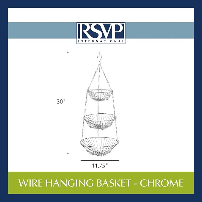 RSVP 30-by-12-Inch 3-Tier Wire Hanging Basket