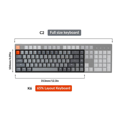 Keychron K6 Bluetooth 5.1 Wireless Mechanical Keyboard with Keychron K Pro Red Switch/LED Backlit/Rechargeable Battery, 68 Keys Compact Keyboard Compatible with Mac Windows