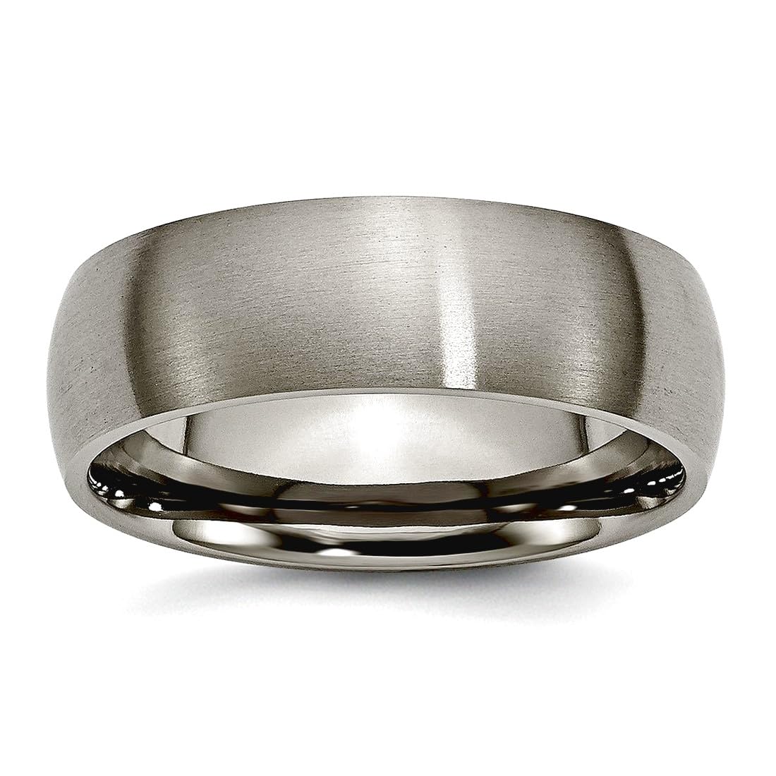 JewelryWeb Titanium Half Round 7mm Brushed Band Ring Size 6 Ring for Women and Men