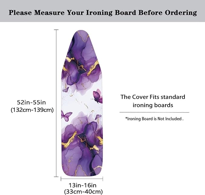 Ironing Board Cover with Elastic Edge and Hook and Loop Fasteners, Universal
