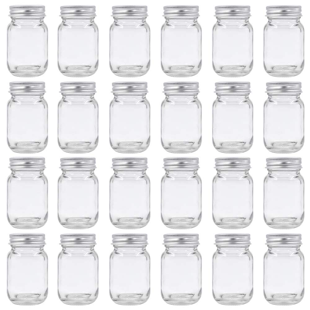 GPK4ALL 2oz Mason Jar with Silver Lid for Honey Jam Spice Pack of 24 Sets