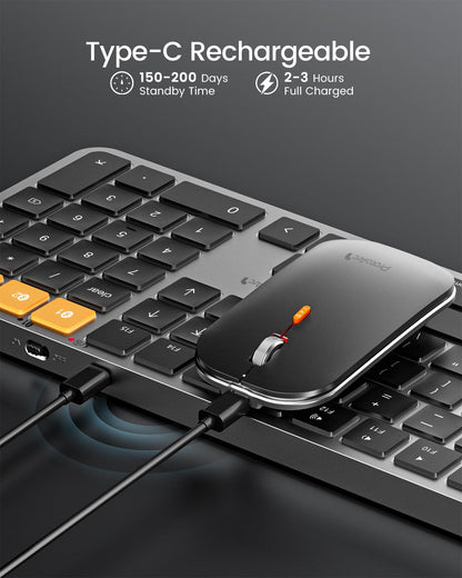 ProtoArc Backlit Bluetooth Keyboard and Mouse for Mac, KM100-A Full Size Wireless Keyboard Mouse for Mac, Multi-Device Rechargeable for MacBook Pro/Air, iPhone, iPad, Space Gray
