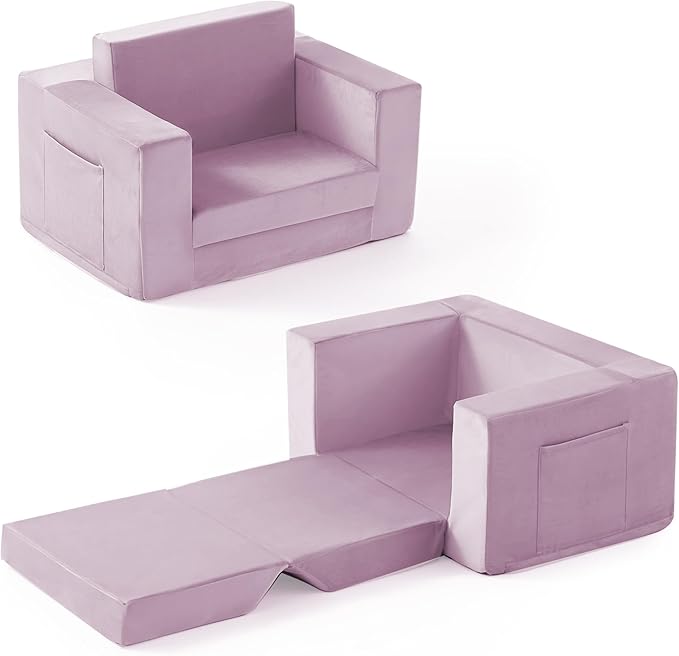 Kids Couch, 2-in-1 Toddler Chair Comfy 1-3 Years, Convertible Kids Chair