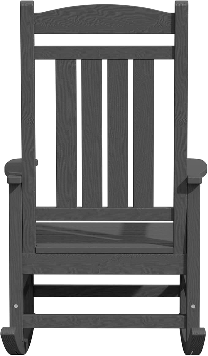 KINGYES Oversized Outdoor Rocking Chair Set of 4, High Density Polyethylene Patio Rocking Chairs with 330lbs Support for Adults, Gray