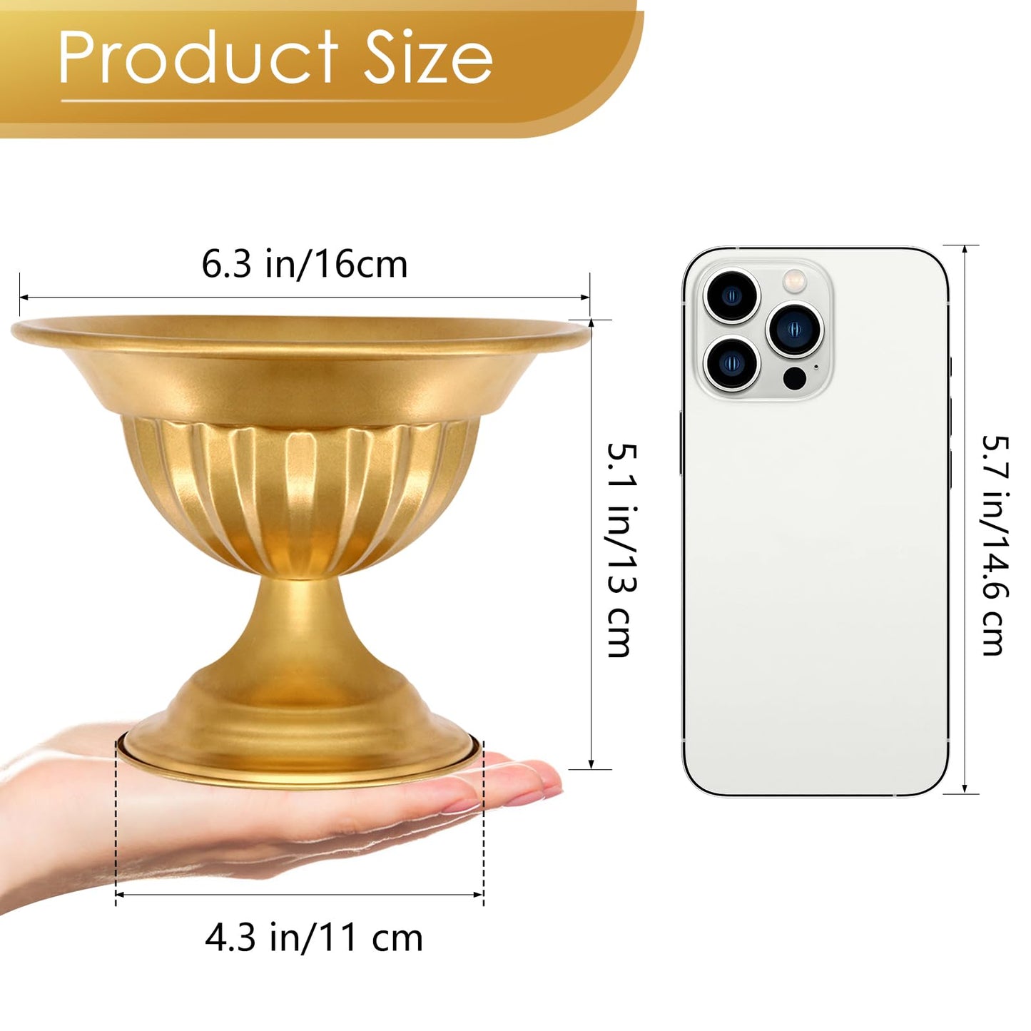 AZXTOPSEZ Gold Flower Vases for Centerpieces: Wedding Compote Bowl 5.1 Inch Small Urn Vase Metal Pedestal Vase for Table Party Event Set of 10