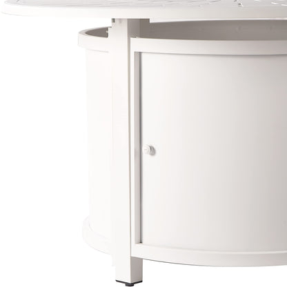 Oakland Living Round 44 in. x 44 in. Aluminum Propane Fire Pit Table with Glass Beads, Two Covers, Lid, 57,000 BTUs in White Finish