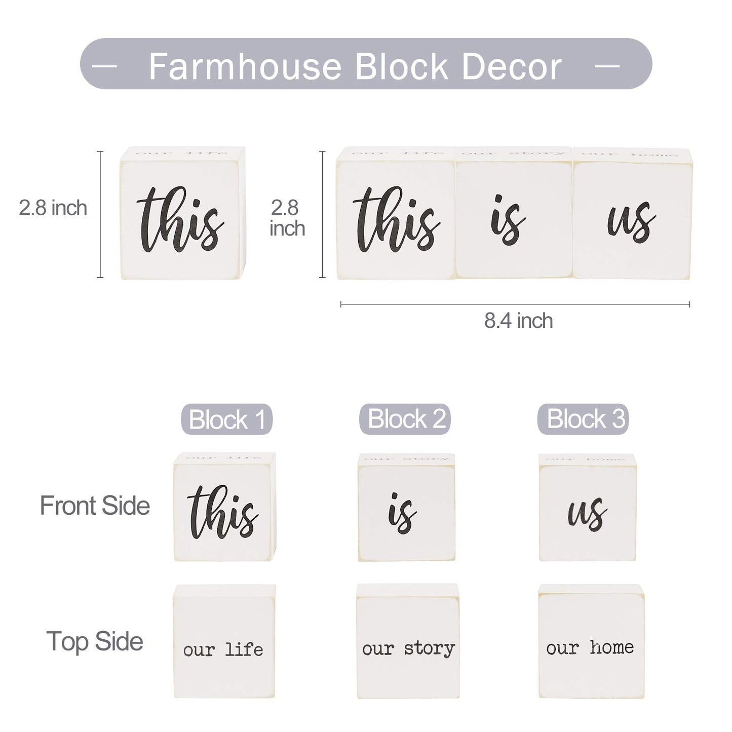 Airrioal This is Us Sign & Our Life Story Home Letter Blocks - Farmhouse Table Rustic Home Decor, TV Stand Dining Room Modern Decorations for Shelf Mantle