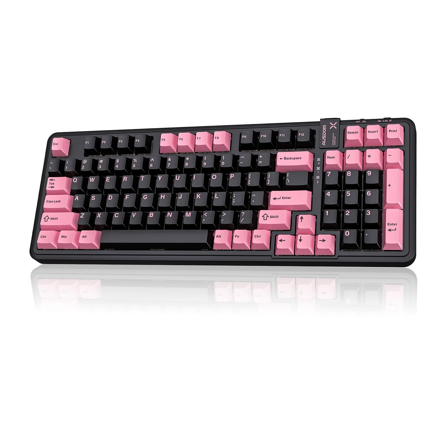 AUSDOM 98Pro Silent Mechanical Keyboard, Wireless Hot Swappable Gaming Keyboard with Backlit,Gasket Structure,Pre-lubed Tactile Switches,2.4GHz/Type-C/Bluetooth Custom Keyboards (Green & White-Silent)