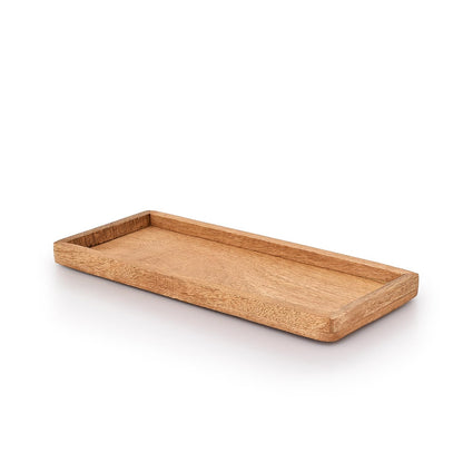 Samhita Mango Wood Serving Platter with Raised Edge -Set of 3 for Display Fruit Snacks Appetizer Sushi Food Decorative (12" x 5" x 0.75")