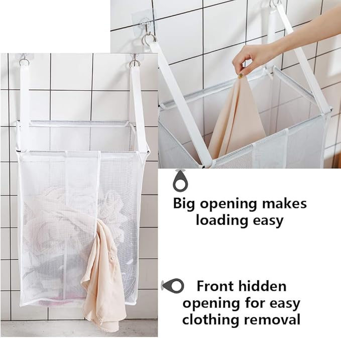 ALYER Wall Hanging Mesh Laundry Hamper, Poolside Toy Storage Baskets