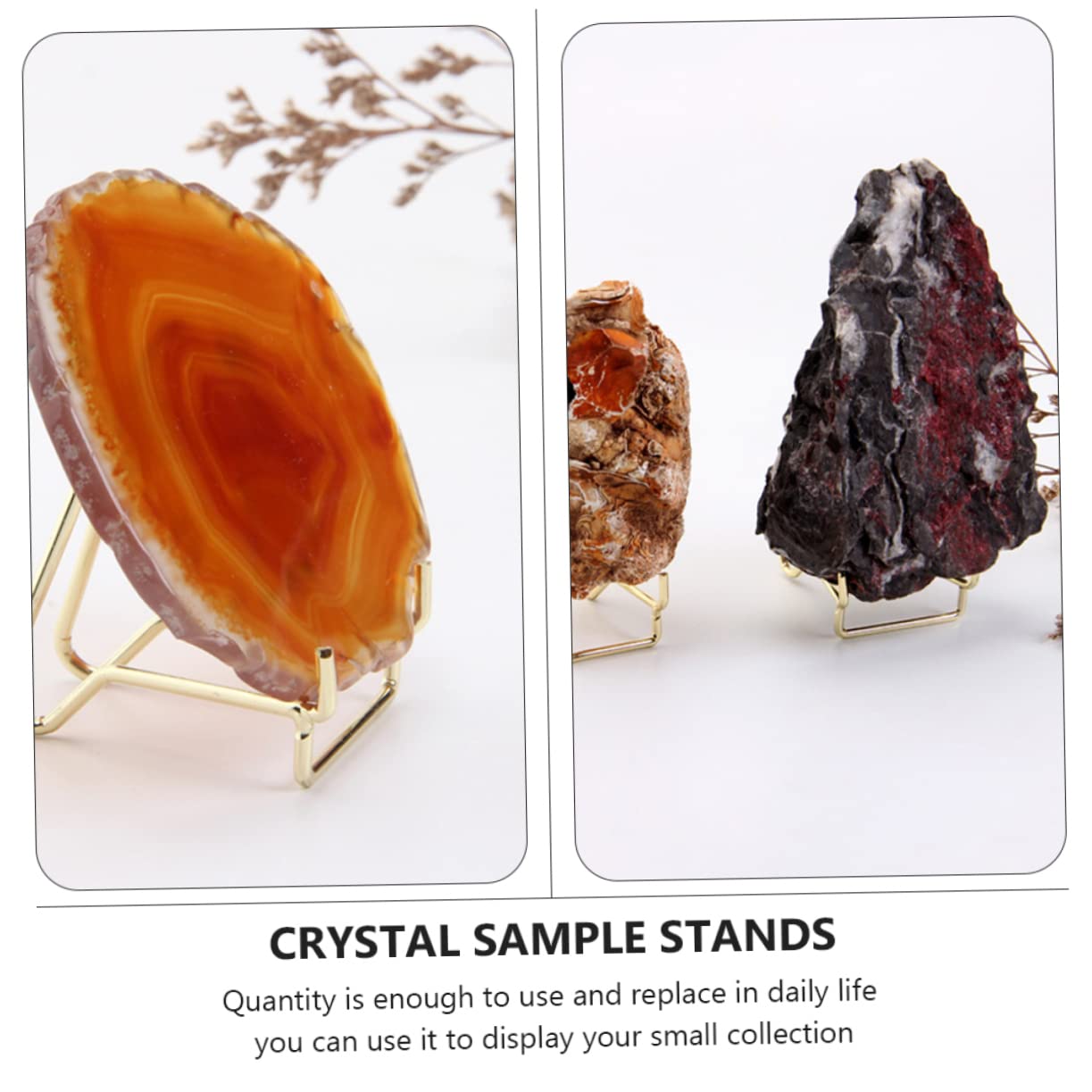 VOSAREA 4pcs Mineral Display Rack for Crystals and Rocks Iron Crystal Holder Stand Sturdy Base for Home Decoration and Collection