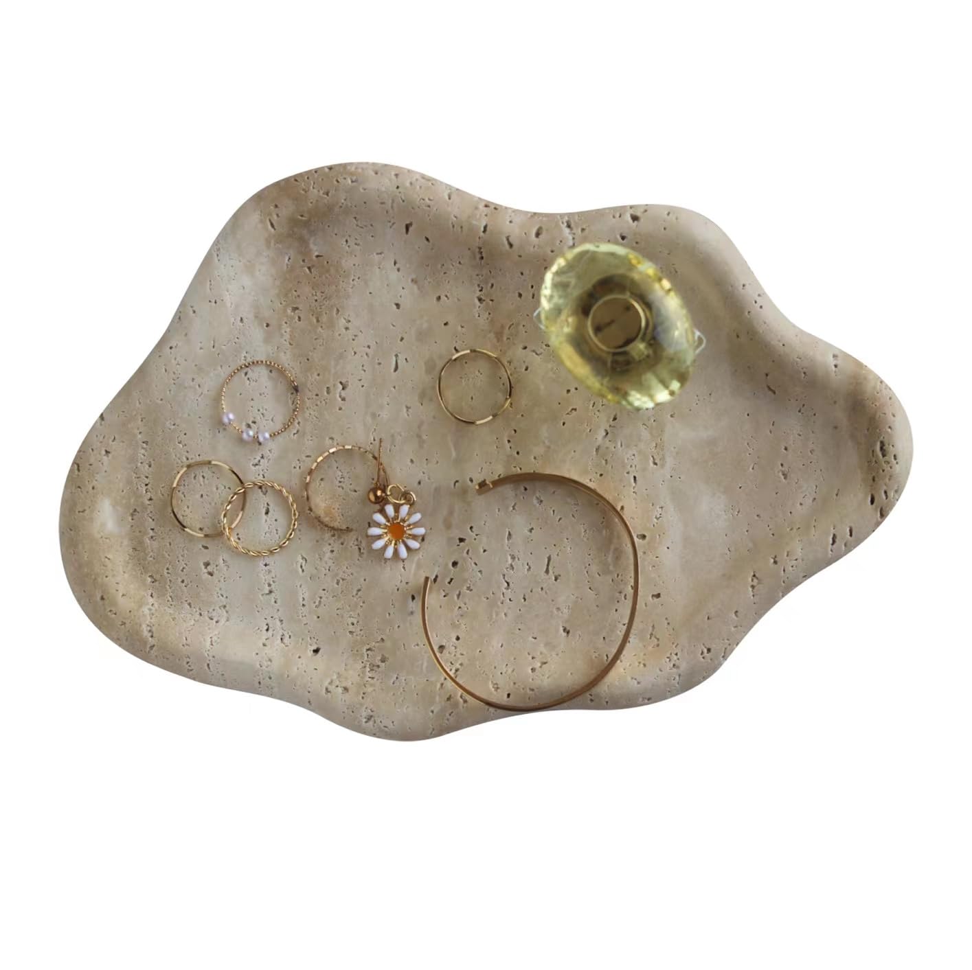 Real Travertine Jewelry Dish Cloud Shape, Trinket Dish, Ring Dish Key Tray Asethetic Home Décor, Gift for Women