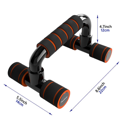 Readaeer Push Up Bars Gym Exercise Equipment Fitness 1 Pair Pushup Handles with Cushioned Foam Grip and Non-Slip Sturdy Structure Push Up Bars for Men & Women (Orange)