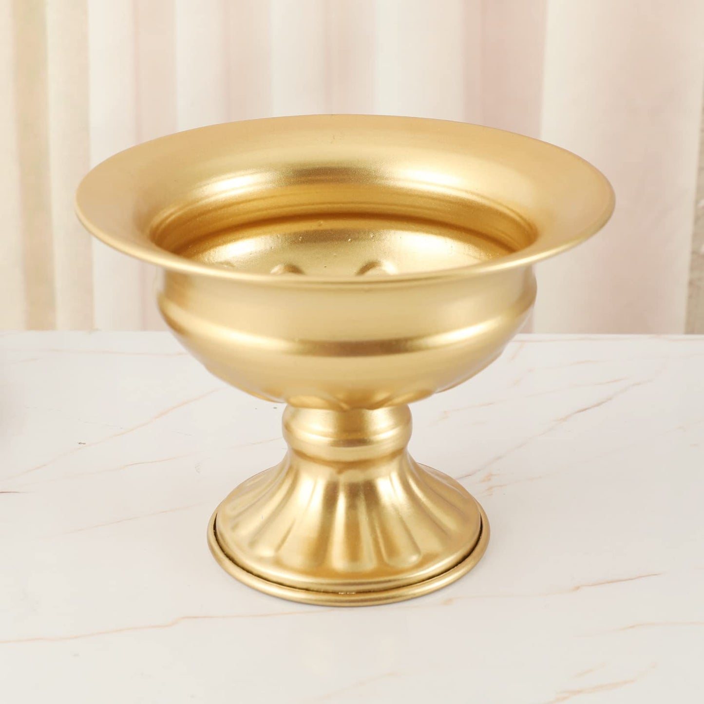 QUTUNI 8Pcs Gold Compote Vases for Centerpieces, 4.7in Small Flower Vases