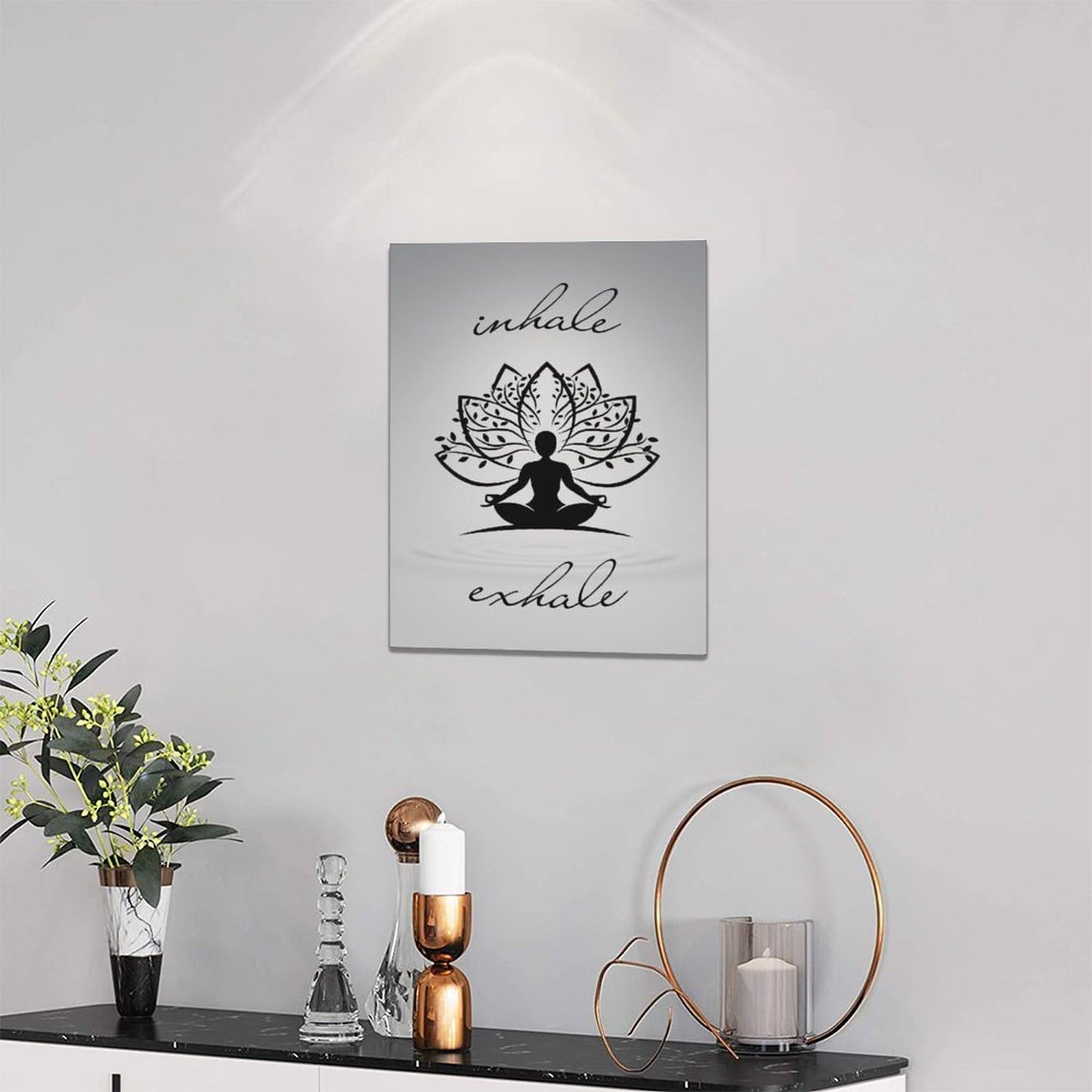 Inhale Exhale Wall Art Yoga Zen Meditation Pictures Decor Canvas Painting Print Modern Artwork Decorations Framed for Bathroom Living Room Bedroom 12 x 16 inch