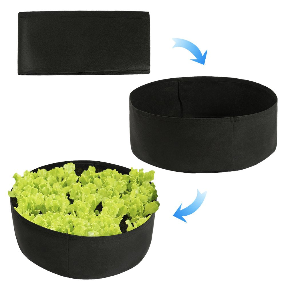 TITA-DONG Round Fabric Garden Plant Bed,50 Gallon Garden Fabric Grow Bag,Garden Vegetable Bed Planting Container Planter for Plants, Flowers, Vegetables (Black, 15 Gallon)