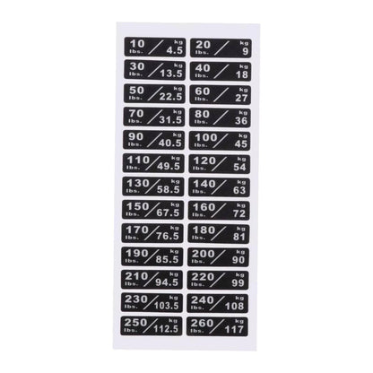10-260lbs/4.5-117kg Weight Stack Labels Custom Weight Plate Stickers Gym Equipment Sticker Fitness Equipment Stickers