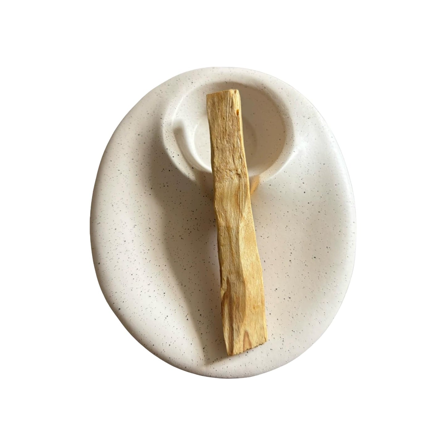 Ceramic Incense Holder, Beige Speckled Ash Catcher Tray, Anti-Slip Base, 5.32 x 4.53 in