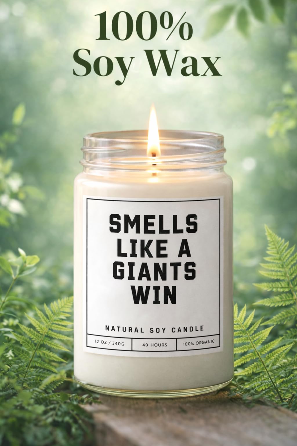Smells Like a NY Giants Win Sports Candle - Scented Soy Wax Candle (8.0 oz) 50-60 Hour Burn Time, Cotton Wick, Frosted White Glass Jar (Vanilla)