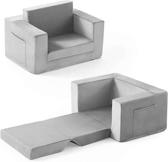Kids Couch, 2-in-1 Toddler Chair Comfy 1-3 Years Old, Convertible Kids Chair