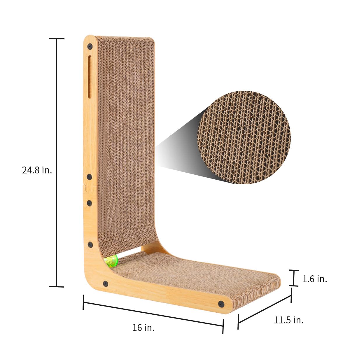Familypoint Cat Scratcher, Cat Scratching Post, Cardboard Cat Scratching Board with Ball Toy, Large Vertical L Shape Cat Scratcher Scratch Pads Toys for Indoor Cats, Catnip