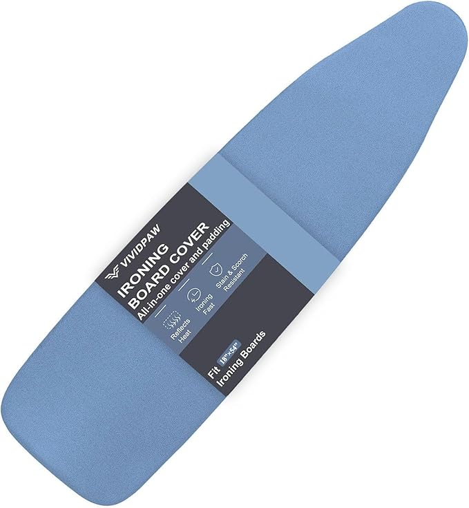 Ironing Board Cover and Pad 18x54, Thick Padding, Elastic Edge, Silicone Coated