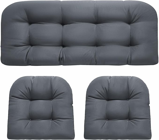 DANGHOOGY Wicker Chair Cushions, Waterproof Outdoor Loveseat Cushions
