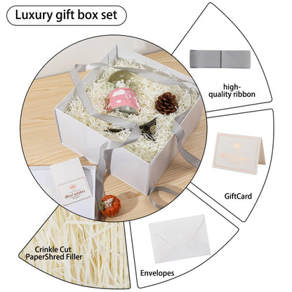 UoeRing 1Pcs White Extra Large gift box with lids 13×13×7 Inches gift boxes for presents,Birthday Box (include Ribbon, Paper Shred Filler Gift Card & Envelopes)
