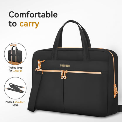 Ferkurn Laptop Bag Case 15 15.6 16 inch Briefcase for Women Men Compatible with 15"/16" MacBook Pro/Air M3/M2/M1, 15" Surface Laptop 6/5/4 Book 3/2, XPS 15, HP Pavilion, Acer, ASUS, Samsung,Black