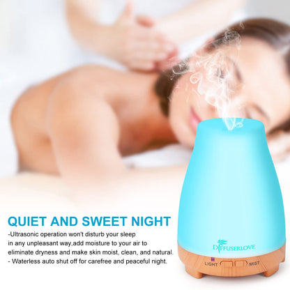 Diffuserlove Essential Oil Diffusers 200ML Remote Control Ultrasonic Mist Humidifiers BPA-Free Aromatherapy Diffuser with 7 Color Lights, Auto Shut-Off for Bedroom Office Kitchen
