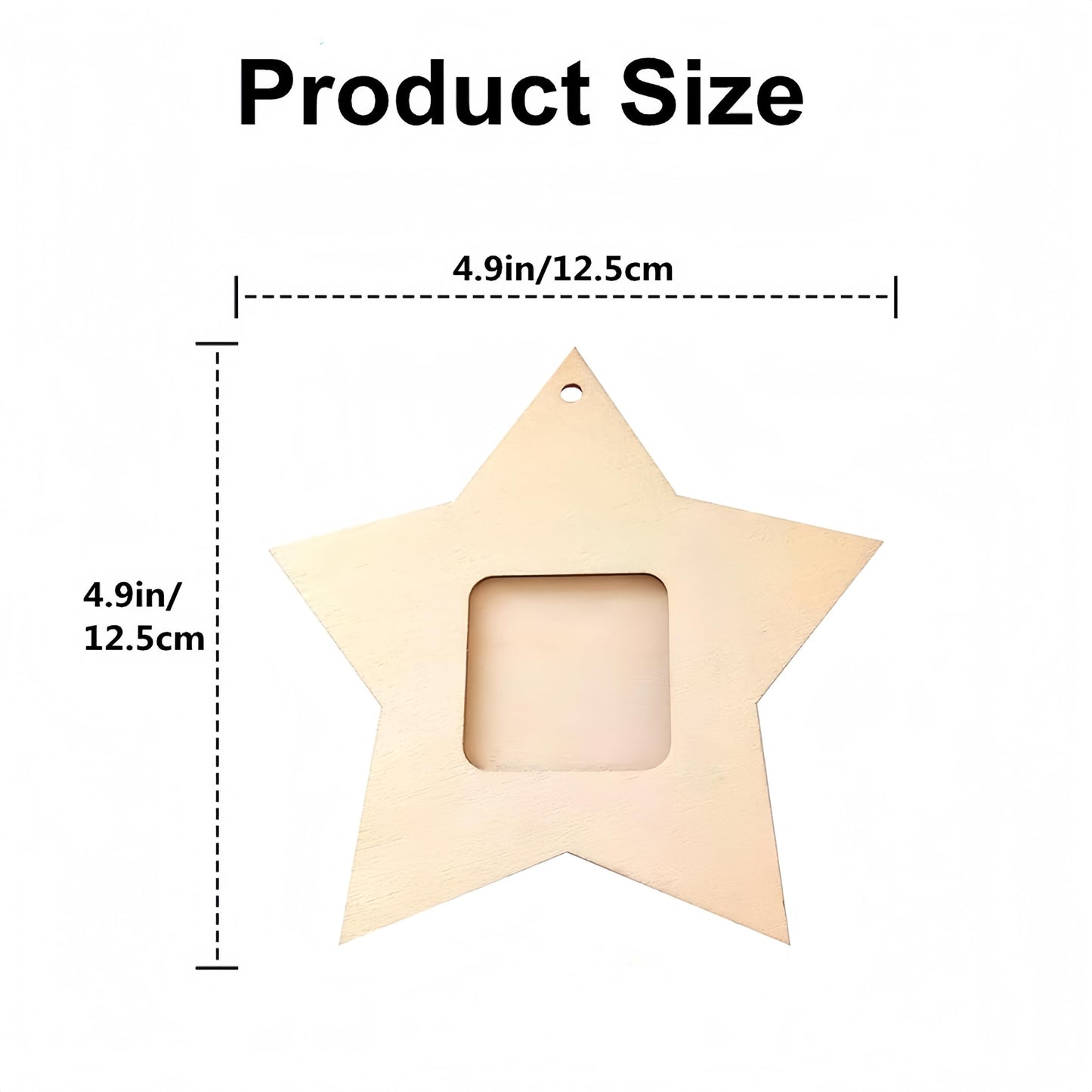 10Pcs Unfinished Wood Picture Frames Star Photo Frame Ornaments Mini Hanging Picture Frames for Crafts, DIY, Home Decoration
