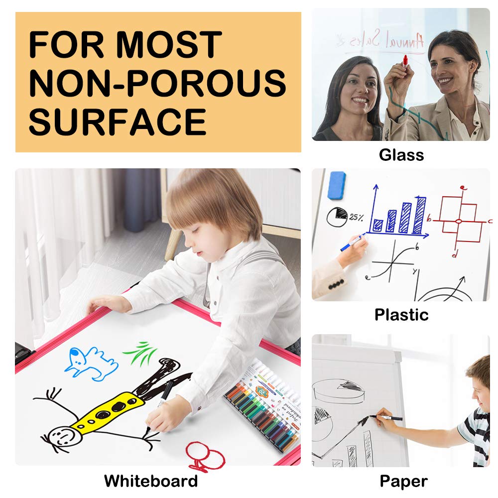 Shuttle Art Magnetic Whiteboard Markers, 20 Pieces Fine Tip and Eraser, Dry Erase Whiteboard Markers, for Writing on Whiteboards, Weekly Planner, Glass for School Office Home