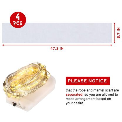 1 Pc Christmas Snow Blanket with LED Lights 47.2 x 8.7 inch Artificial Snow Table Runner Mantel Scarf Light Up with LED Ropes Table Decor for Christmas Village Decorations