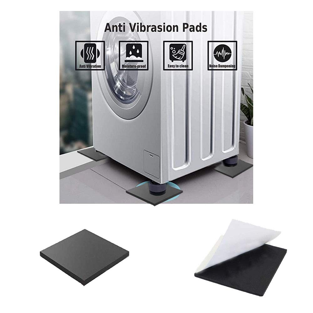8 Pieces Black Neoprene Foam Anti Vibration Pads, Rubber Padding with Adhesive Backing, 6 in X 6 in X 1/8 in Rubber Insulation Anti-Vibration Pads