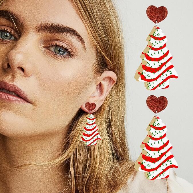 Earrings for Women Christmas Earring Christmas Tree Cake Earrings Xmas Jewelry Stocking Stuffers