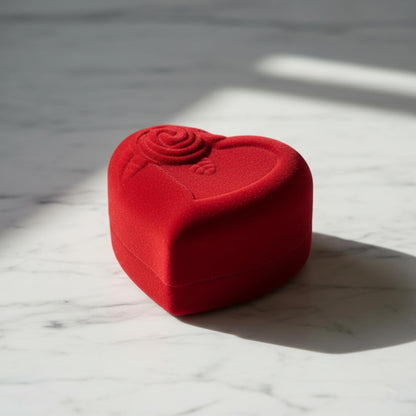 I-MART Heart Shaped Rose Case for Proposal, Engagement Ring Holder and Wedding Ring Display, Red Velvet Rose Jewelry Case, Heart Jewelry Organizer for Wedding Proposal Decorations