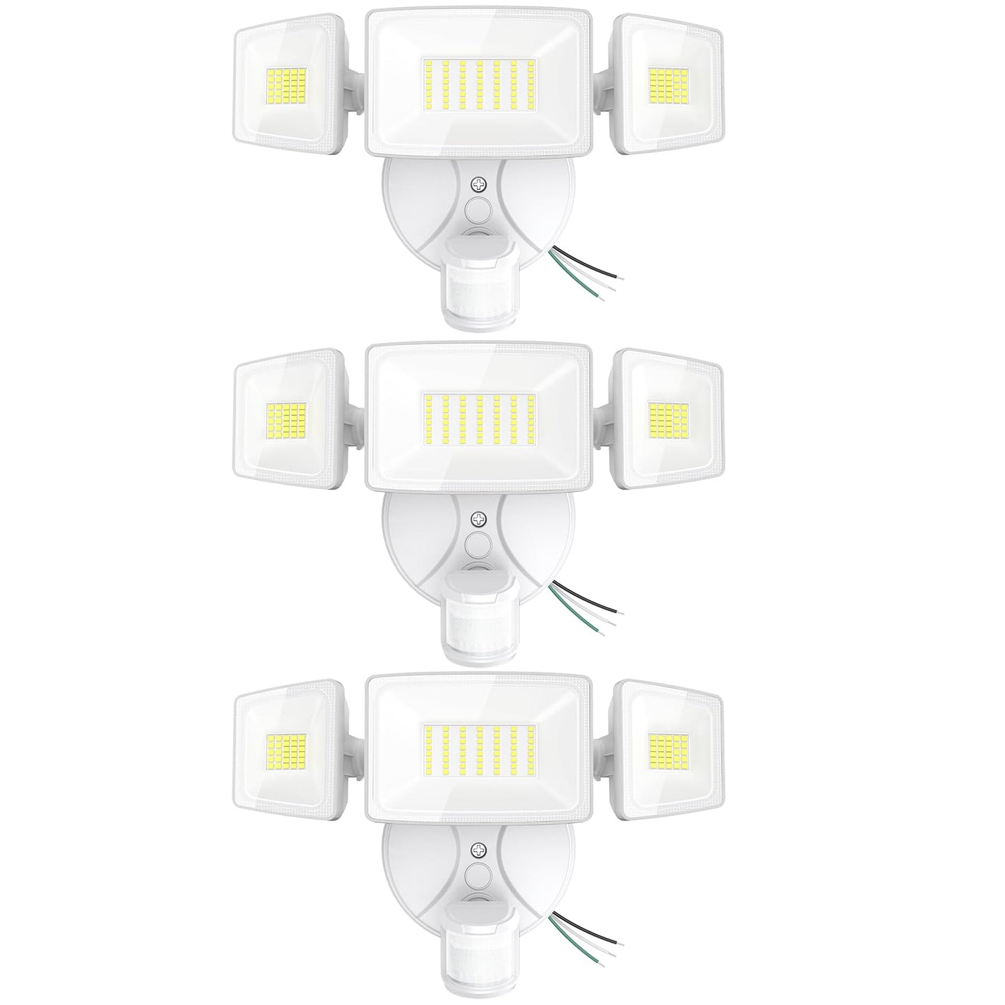Onforu 3 Pack 75W Motion Sensor Outdoor Lights, 7000lm Dusk to Dawn Flood Light, LED Security Light with 3 Head, IP65 Waterproof Exterior Floodlight, 6500k Wall Light for Entryway Stairs Yard Garage